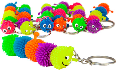 3″ Caterpillar Puffer Ball Keychain